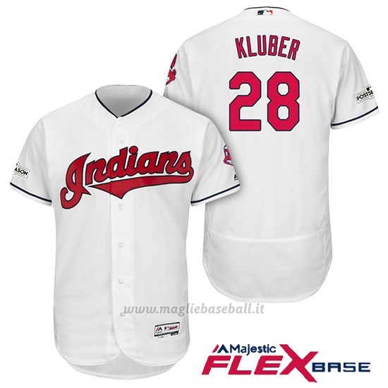 Maglia Baseball Uomo Cleveland Indians 2017 Postseason Corey Kluber Bianco Flex Base